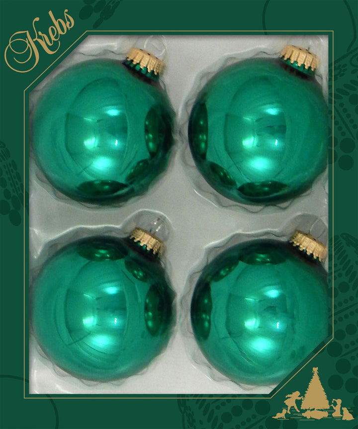 3 1/4" (80mm) Glass Ball Ornament, Emerald Green, 4/Box, 12/Case, 48 Pieces
