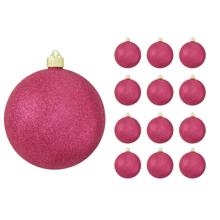 6" (150mm) Commercial Shatterproof Ball Ornament, Cabernet Glitter Pink, 2 per Bag, 6 Bags per Case, 12 Pieces