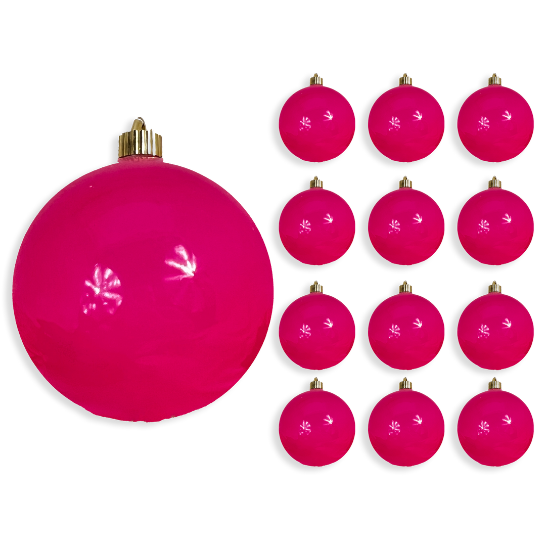 6" (150mm) Large Commercial Shatterproof Ball Ornaments, Dragon Fruit Pink, 1/Box, 12/Case, 12 Pieces