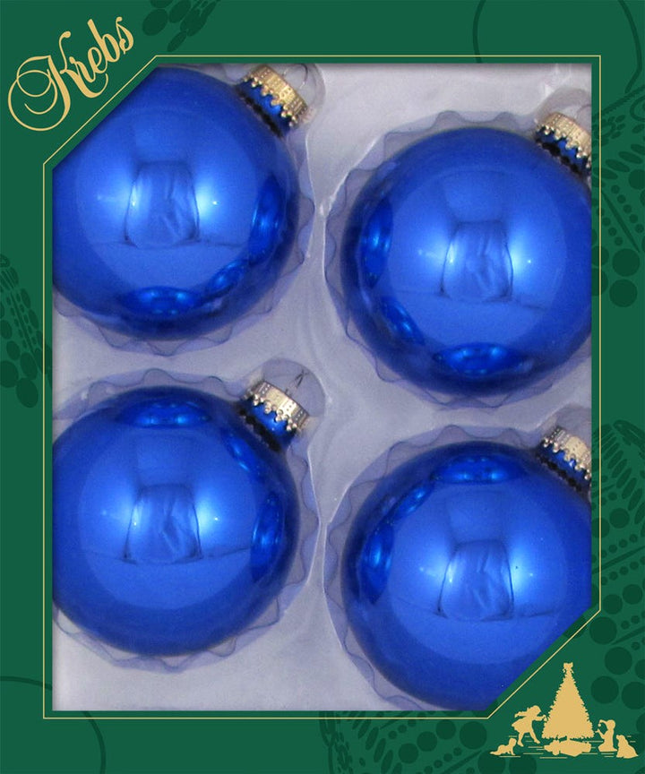 3 1/4" (80mm) Ball Ornaments, Victoria Blue Shine, 4/Box, 12/Case, 48 Pieces