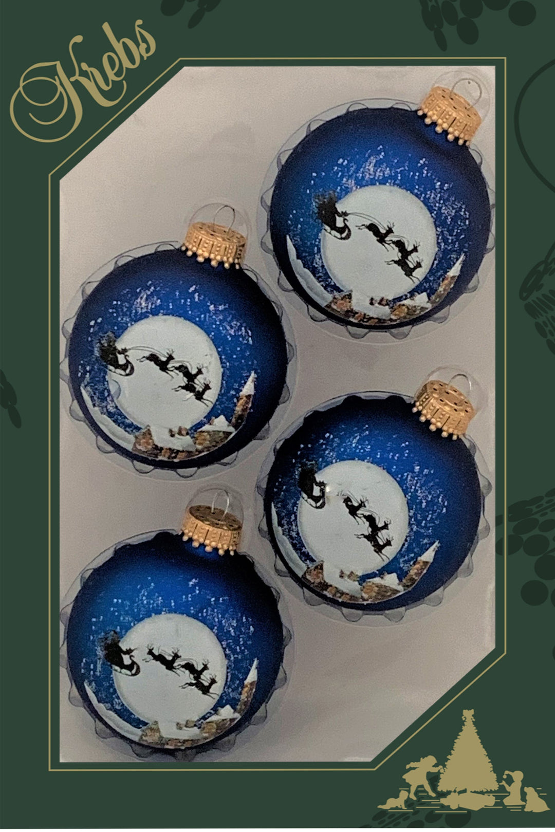 2 5/8" (67mm) Ball Ornaments Midnight Haze with Santa's Sleigh, 4/Box, 12/Case, 48 Pieces