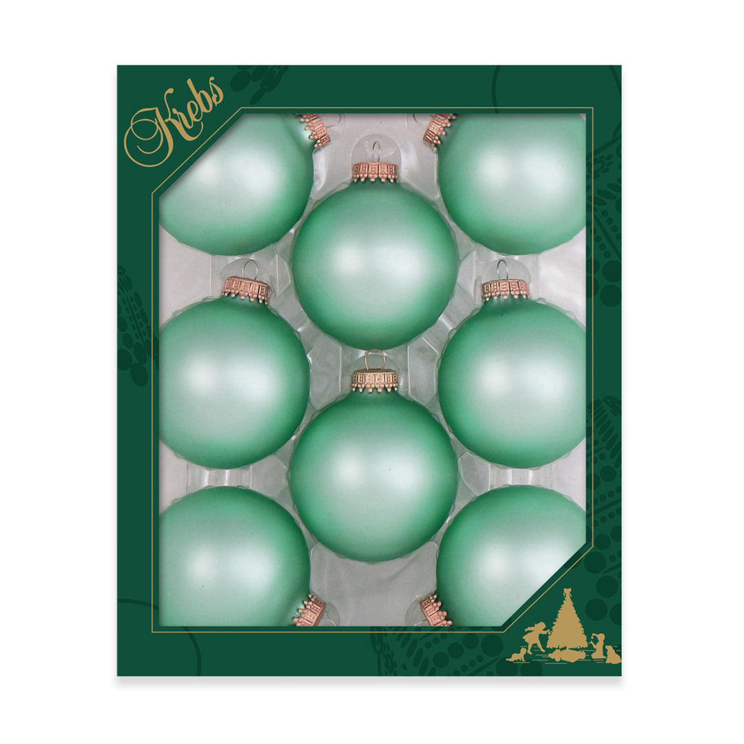 2 5/8" (67mm) Ball Ornaments, Gold Caps, Mermaid Velvet, 8/Box, 12/Case, 96 Pieces
