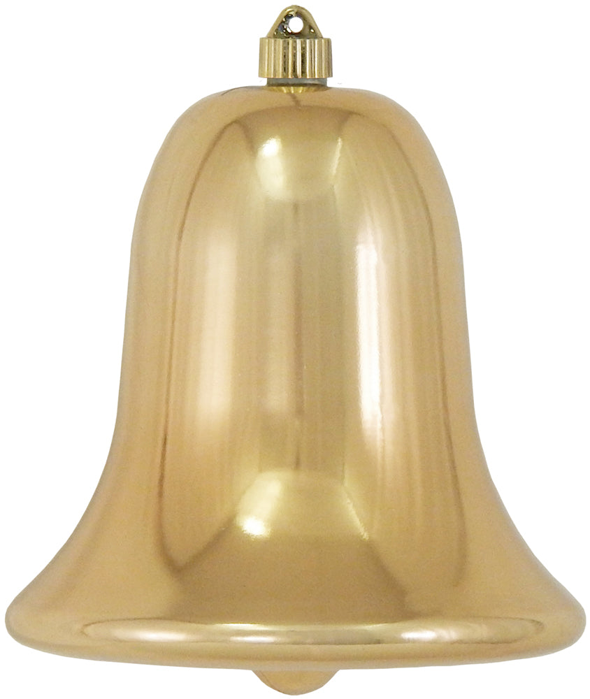9" (229mm) Commercial Shatterproof Bell Ornaments, Gilded Gold, 1/Box, 6/Case, 6 Pieces