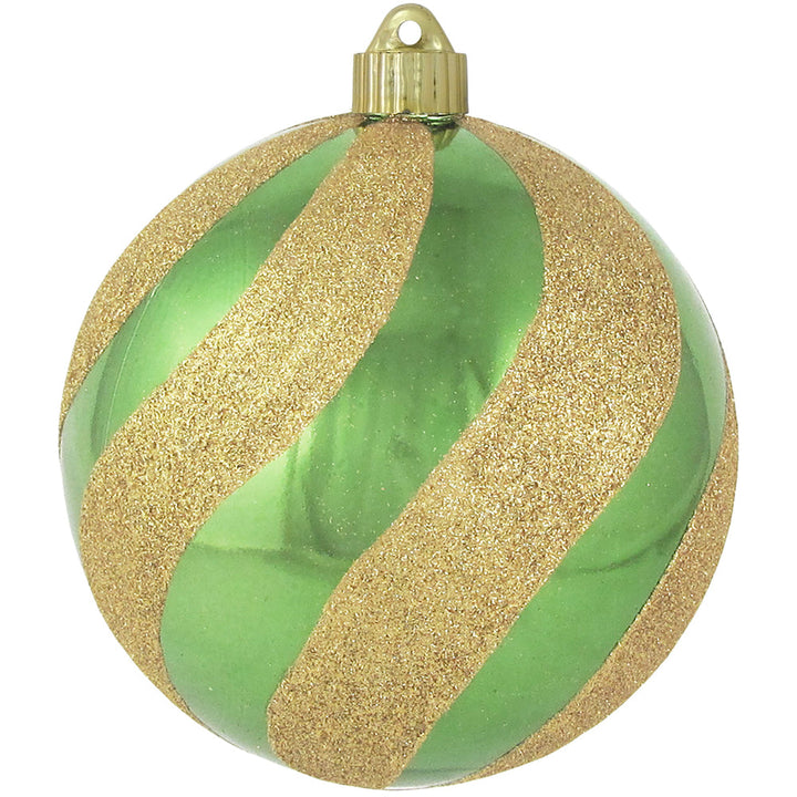 6" (150mm) Large Commercial Shatterproof Ball Ornaments, Limeade Gold/Green, 1/Box, 12/Case, 12 Pieces - Christmas by Krebs Wholesale