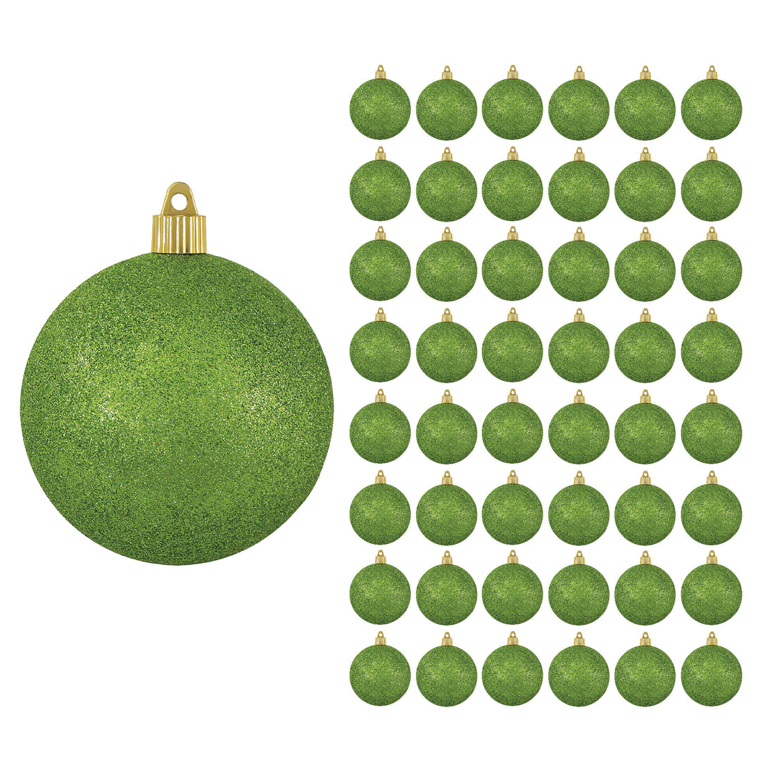 4" (100mm) Commercial Shatterproof Ball Ornament, Lime, 4 per Bag, 12 Bags per Case, 48 Pieces
