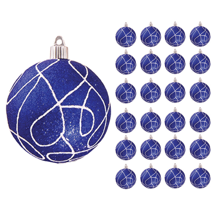 4" (100mm) Large Commercial Shatterproof Ball Ornament, Dark Blue Glitter, Case, 24 Pieces
