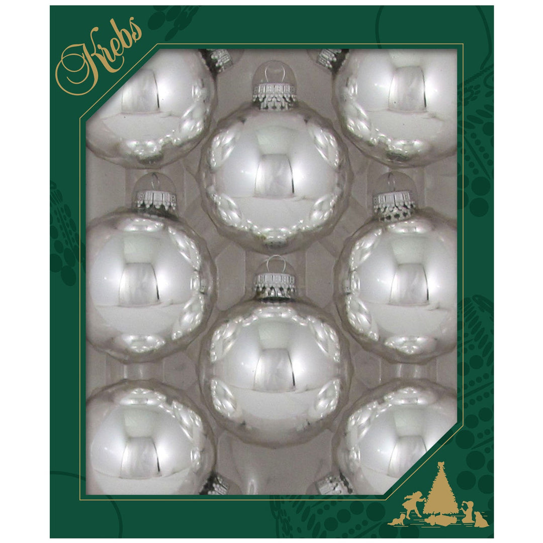 2 5/8" (67mm) Glass Ball Ornaments, Silver/Blue/White - Assortment Displayer, 8/Box, 12/Case, 96 Pieces