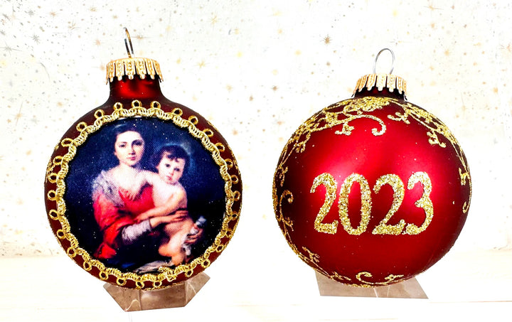 3 1/4" (80mm) Ball Ornaments, Silk Dated Masters 2023, Multi, 1/Box, 12/Case, 12 Pieces
