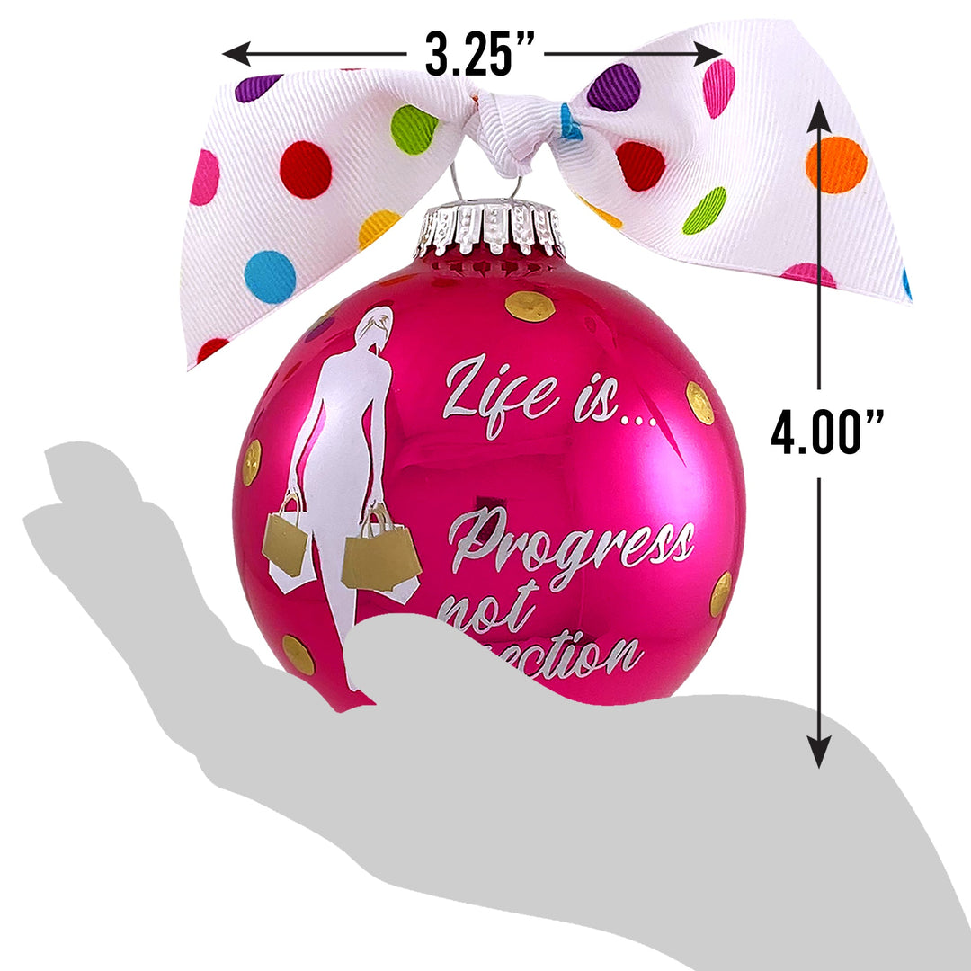 3 1/4" (80mm) Personalizable Hugs Specialty Gift Ornaments, Life is Progress not Perfection, Very Berry , 1/Box, 12/Case, 12 Pieces