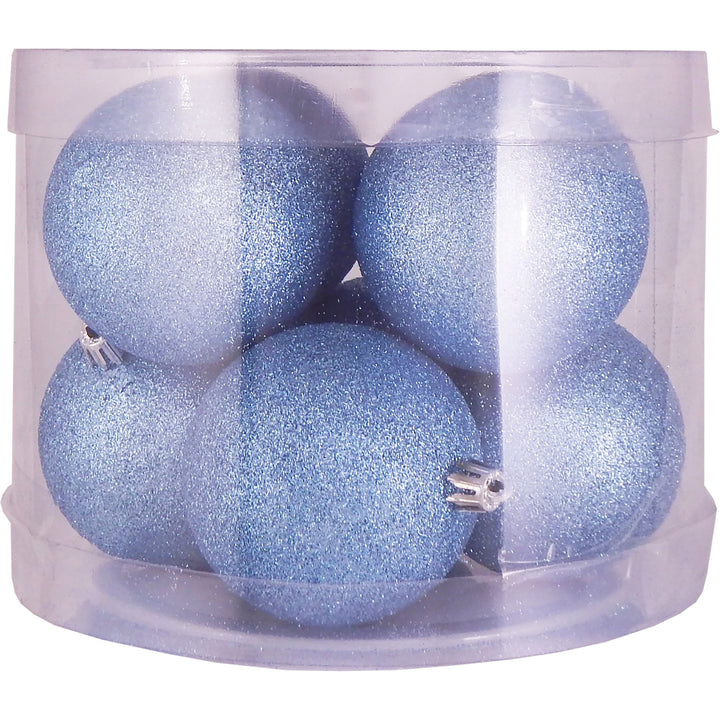 3 1/4" (80mm) Commercial Shatterproof Ball Ornament, Light Blue Glitter, Case, 80 Pieces