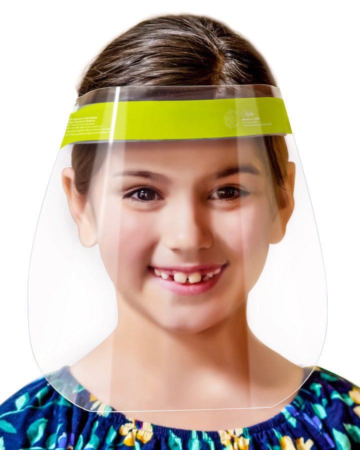 60-Pack Children's Safety Face Shields - Anti-Fog, Anti-Static, Hypoallergenic (Pear Green, 6/Bag, 10/Case, 60 Pieces)