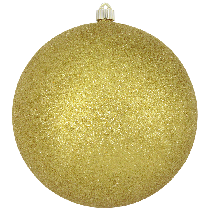 10" (250mm) Giant Commercial Shatterproof Ball Ornament, Gold Glitter, Case, 4 Pieces