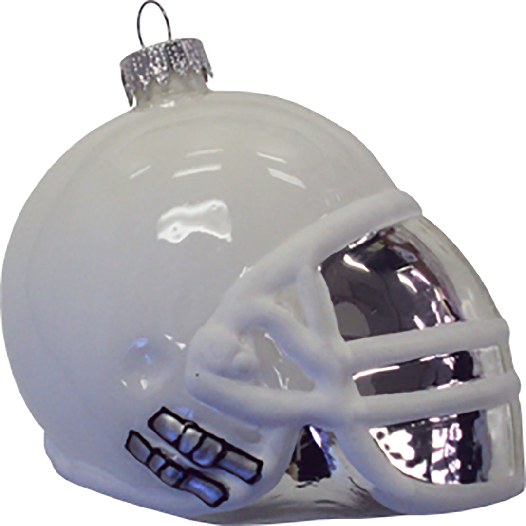 football glass helmet 3 1/2" (89mm) Glass Football Helmet Figurine Ornaments, Porcelain Whit – Christmas by Krebs Wholesale
