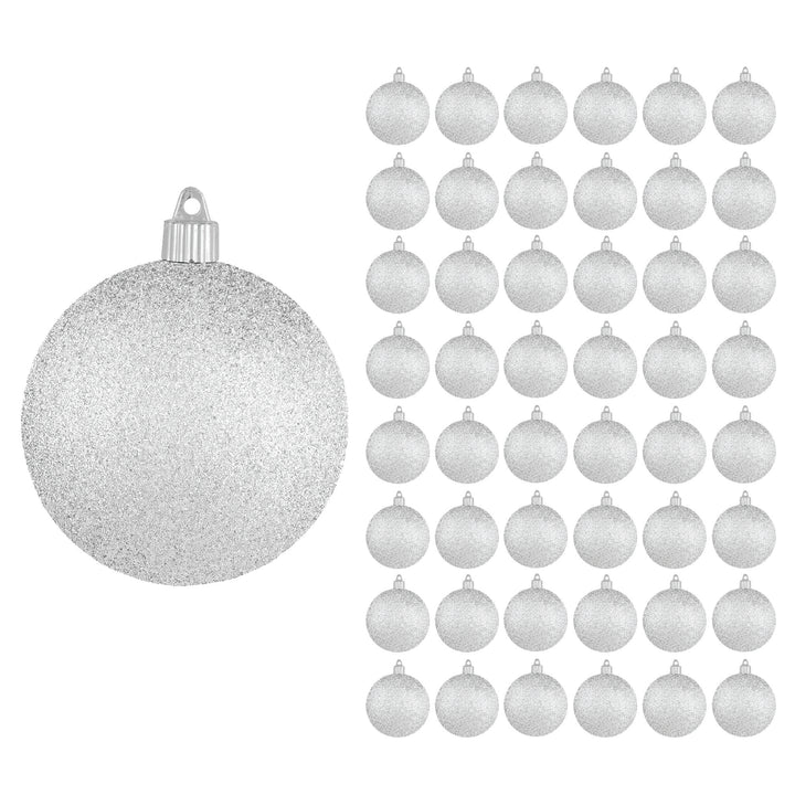 4" (100mm) Commercial Shatterproof Ball Ornament, Silver Glitter, 4 per Bag, 12 Bags per Case, 48 Pieces