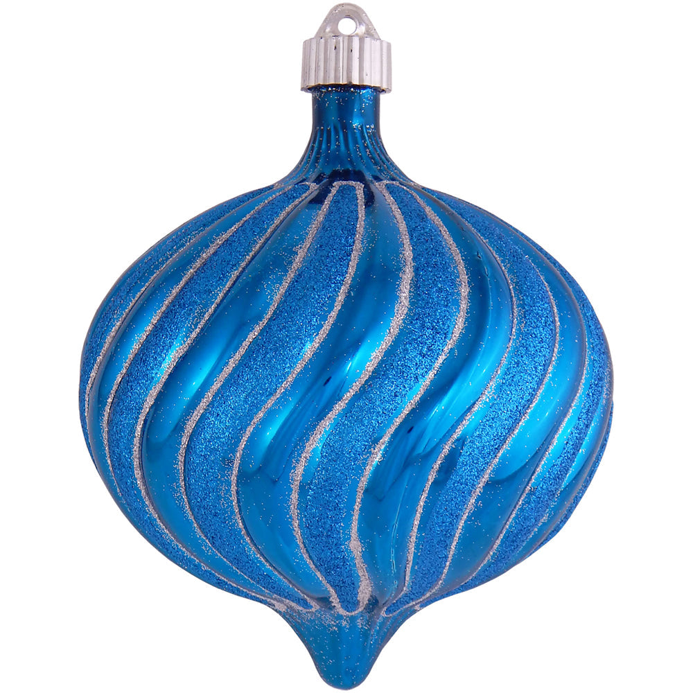 6" (150mm) Large Commercial Shatterproof Swirled Onion Ornaments, Balmy Seas Blue, Case, 12 Pieces - Christmas by Krebs Wholesale
