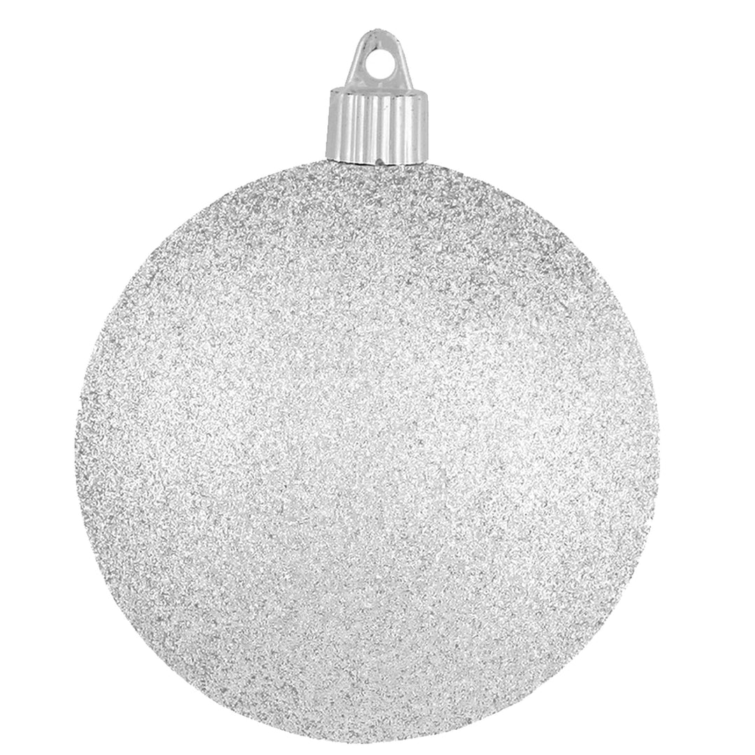 4" (100mm) Commercial Shatterproof Ball Ornament, Silver Glitter, 4 per Bag, 12 Bags per Case, 48 Pieces