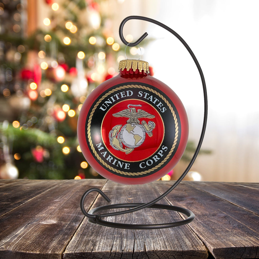 3 1/4" (80mm) Glass Ball Ornaments, Candy Apple Red - US Marine Corp Logo and Hymn, 1/Box, 12/Case, 12 Pieces
