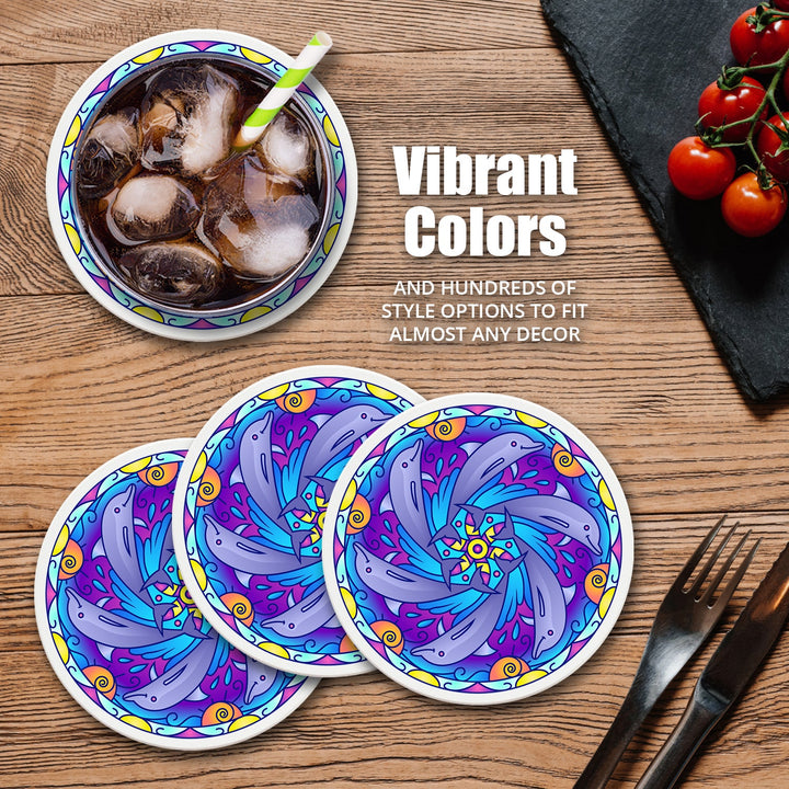 4" Round Ceramic Coasters - Let Your Light Shine, 4/Box, 2/Case, 8 Pieces