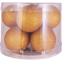 3 1/4" (80mm) Commercial Shatterproof Ball Ornament, Antique Gold Glitter, Case, 80 Pieces