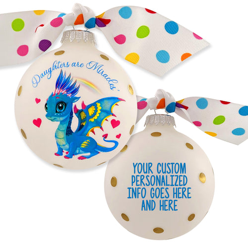 3 1/4" (80mm) Personalizable Hugs Specialty Gift Ornaments, Frost Glass Ball with Daughters are Miracles