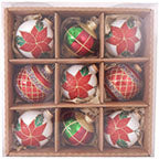 3 1/4" (80mm) Ball Ornaments Traditional Decorated Set, Red/Multi, 9/Box, 6/Case, 54 Pieces