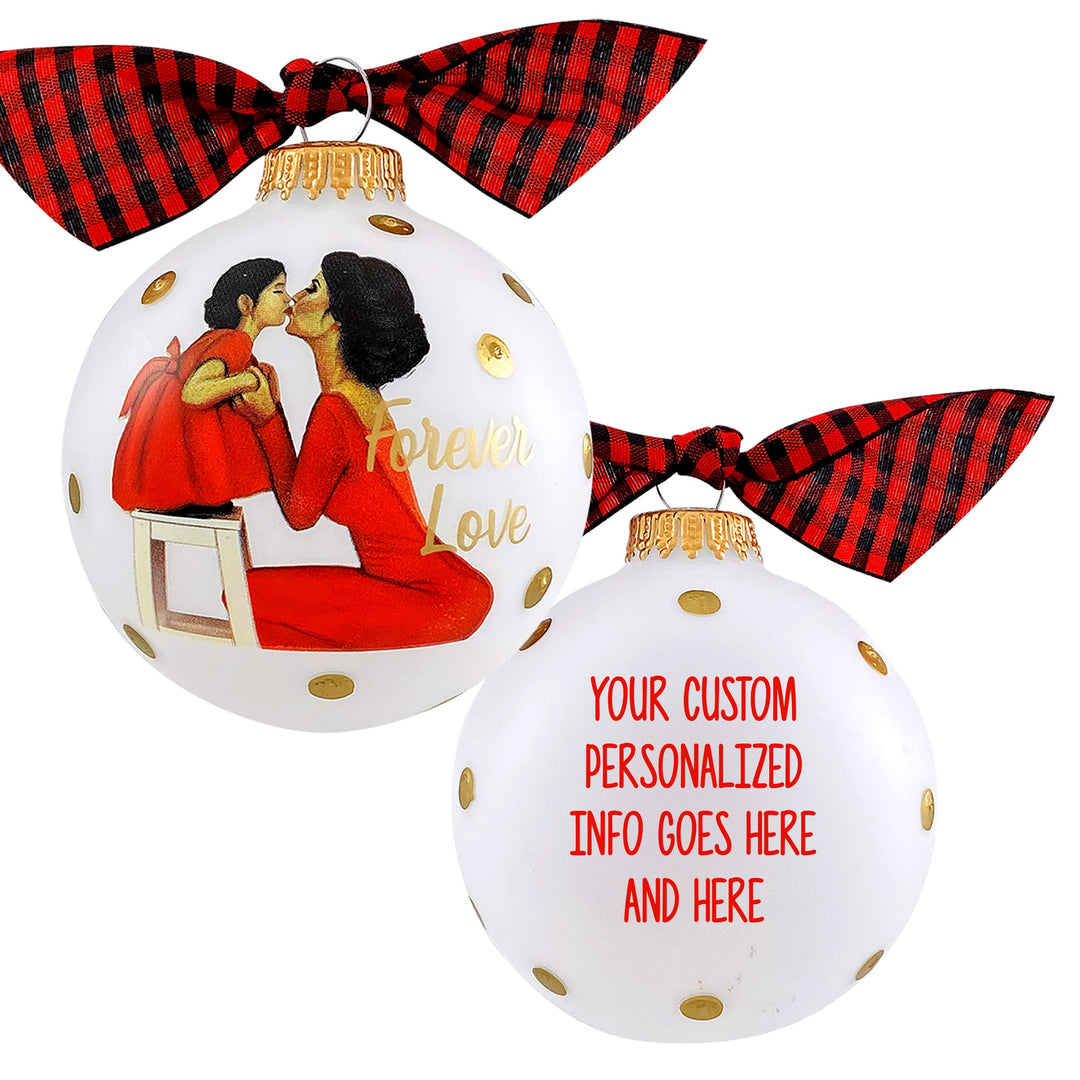 3 1/4" (80mm) Personalizable Hugs Specialty Gift Ornaments, Forever Love Mom Daughter Red Dress Design, Frost White, 1/Box, 12/Case, 12 Pieces