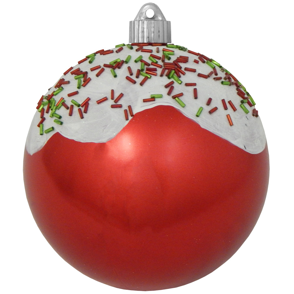 Christmas By Krebs 6" (150mm) Ornament, [12 Pieces], Commercial Grade Indoor and Outdoor Shatterproof Plastic, Water Resistant Decorated Ball Ornament (True Love with Candy Sprinkles) - Christmas by Krebs Wholesale