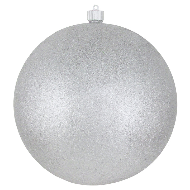 10" (250mm) Giant Commercial Shatterproof Ball Ornament, Silver Glitter, Case, 4 Pieces