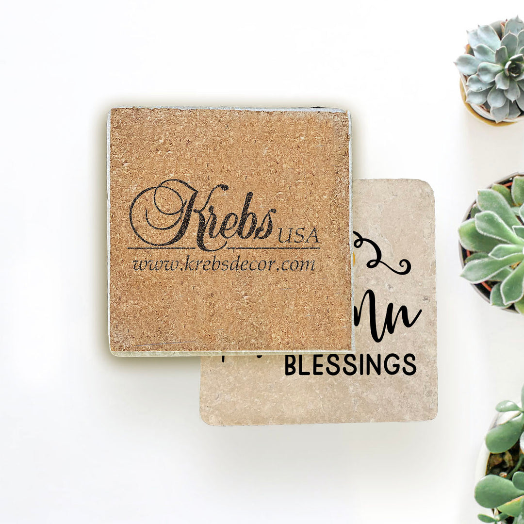 4" Absorbent Stone Fall Autumn Coasters, Autumn Blessings, 2 Sets of 4, 8 Pieces