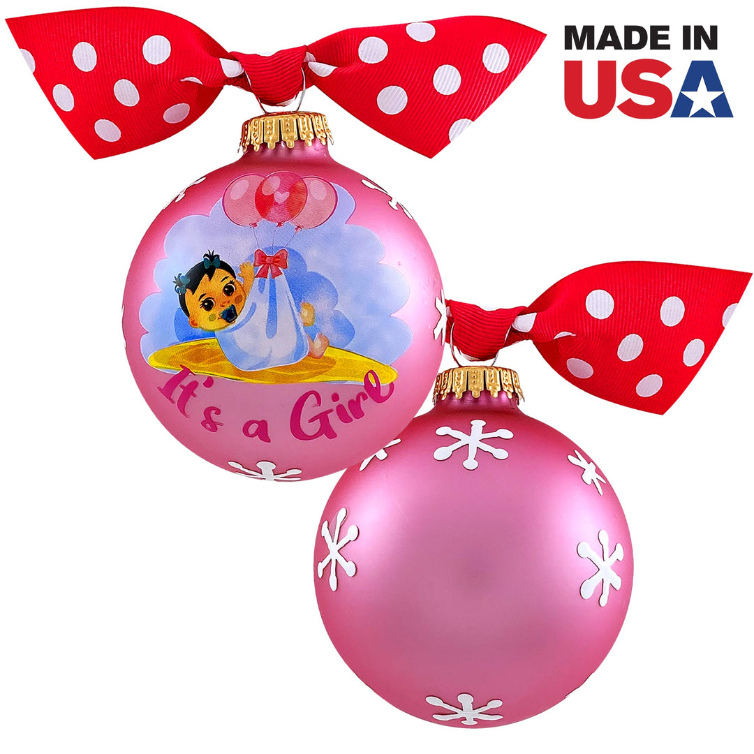 3 1/4" (80mm) Personalizable Hugs Specialty Gift Ornaments, It's a Girl, Tickled Pink, 1/Box, 12/Case, 12 Pieces