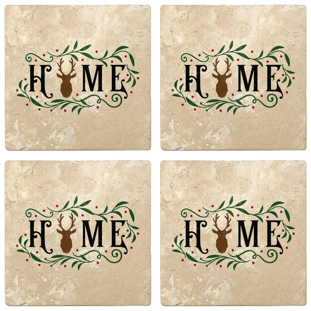 4" Absorbent Stone Christmas Drink Coasters, Home, 2 Sets of 4, 8 Pieces