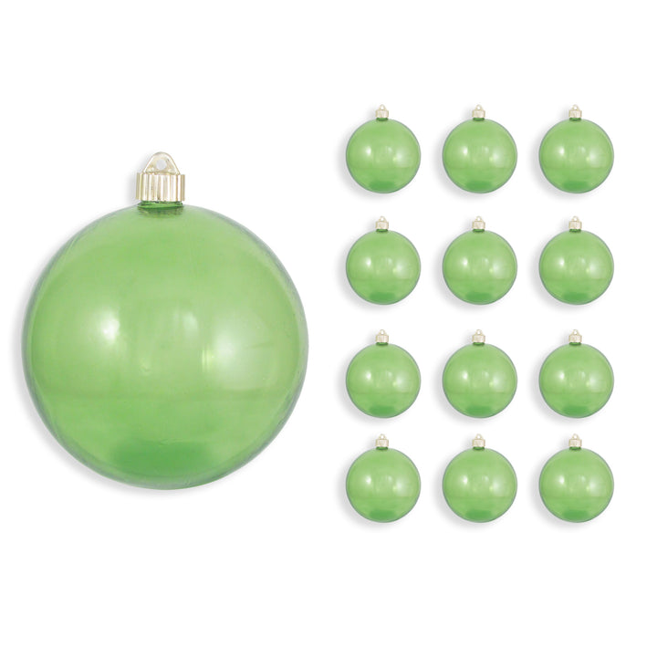 6" (150mm) Large Commercial Shatterproof Ball Ornaments, Green Translucent, 1/Box, 12/Case, 12 Pieces