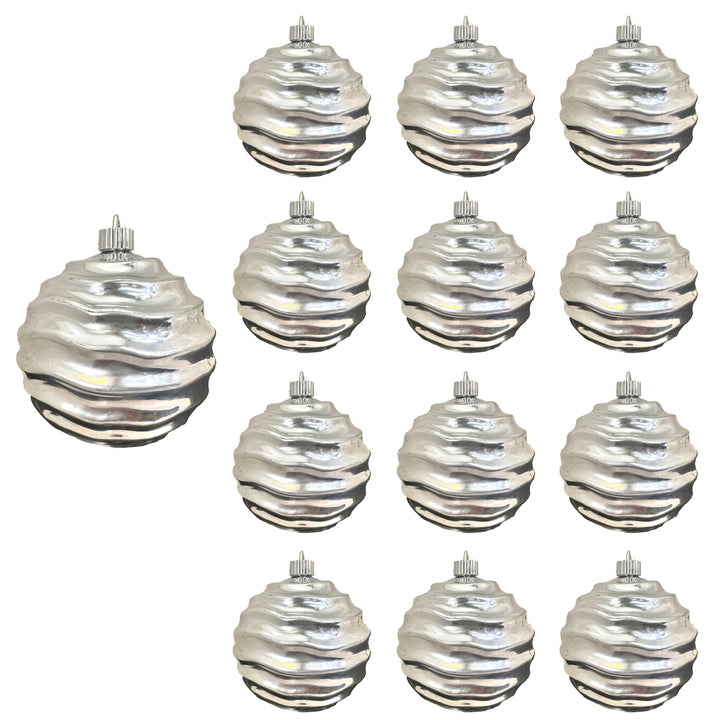 6" (150mm) Commercial Shatterproof Ball Ornament, Shiny Wavy Looking Glass, 2 per Bag, 6 Bags per Case, 12 Pieces