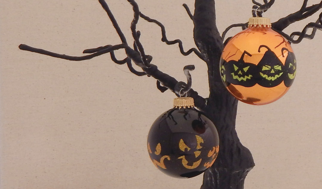 2 5/8" (67mm) Ball Ornaments Halloween Jack-O-Lanterns Pumpkin Faces, Multi, 4/Box, 12/Case, 48 Pieces