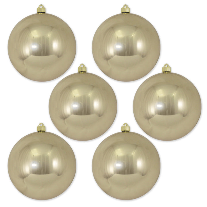 8" (200mm) Giant Commercial Shatterproof Ball Ornament, Champagne Shine, Case, 6 Pieces