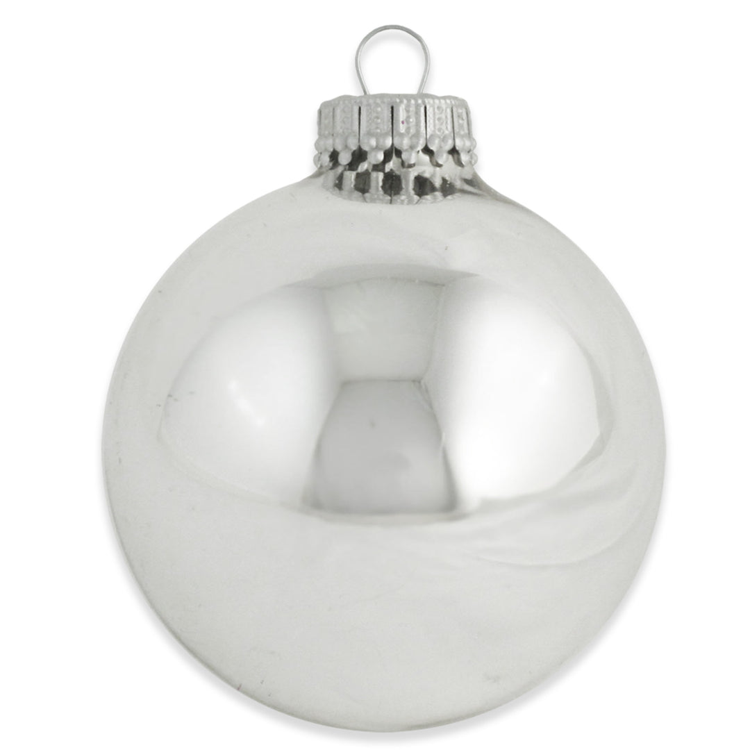 2 5/8" (67mm) Ball Ornaments, Silver/White with White Lace and Silver Sparkles Variety Set, 12/Box, 12/Case, 144 Pieces