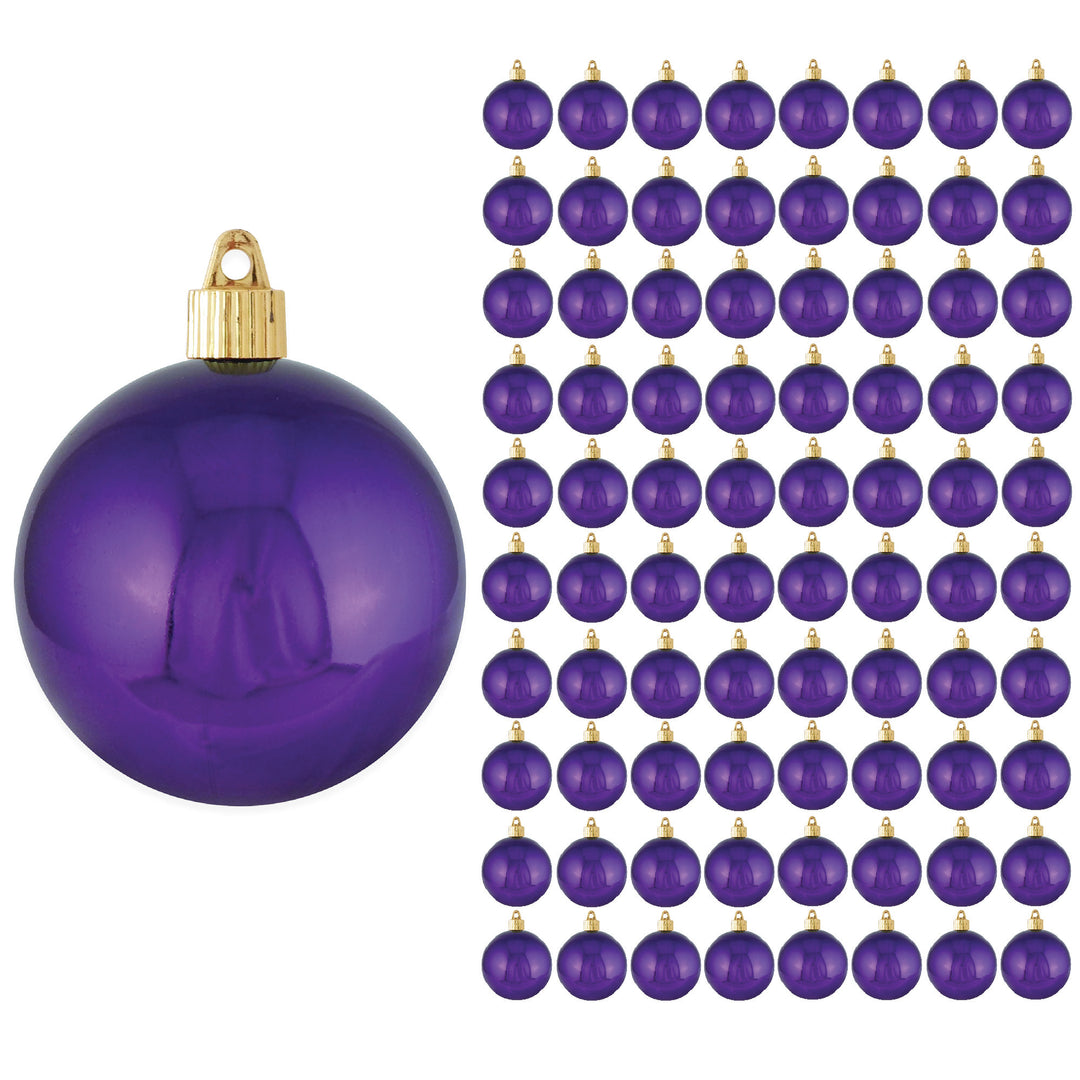 3 1/4" (80mm) Commercial Shatterproof Ball Ornament, Vivacious Purple, Case, 8 Pieces per Bag. 10 Bags per Case, 80 Pieces per case.