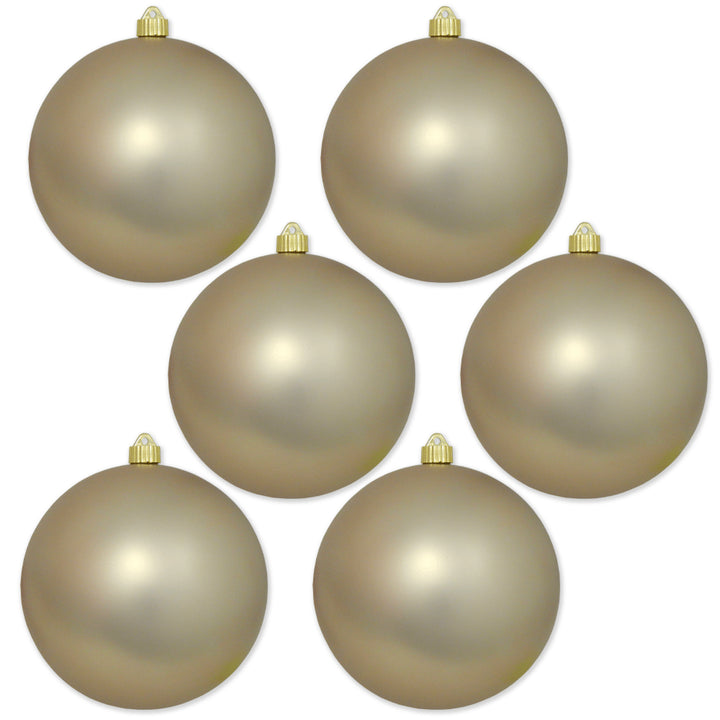 8" (200mm) Giant Commercial Shatterproof Ball Ornament, Buff Velvet, Case, 6 Pieces