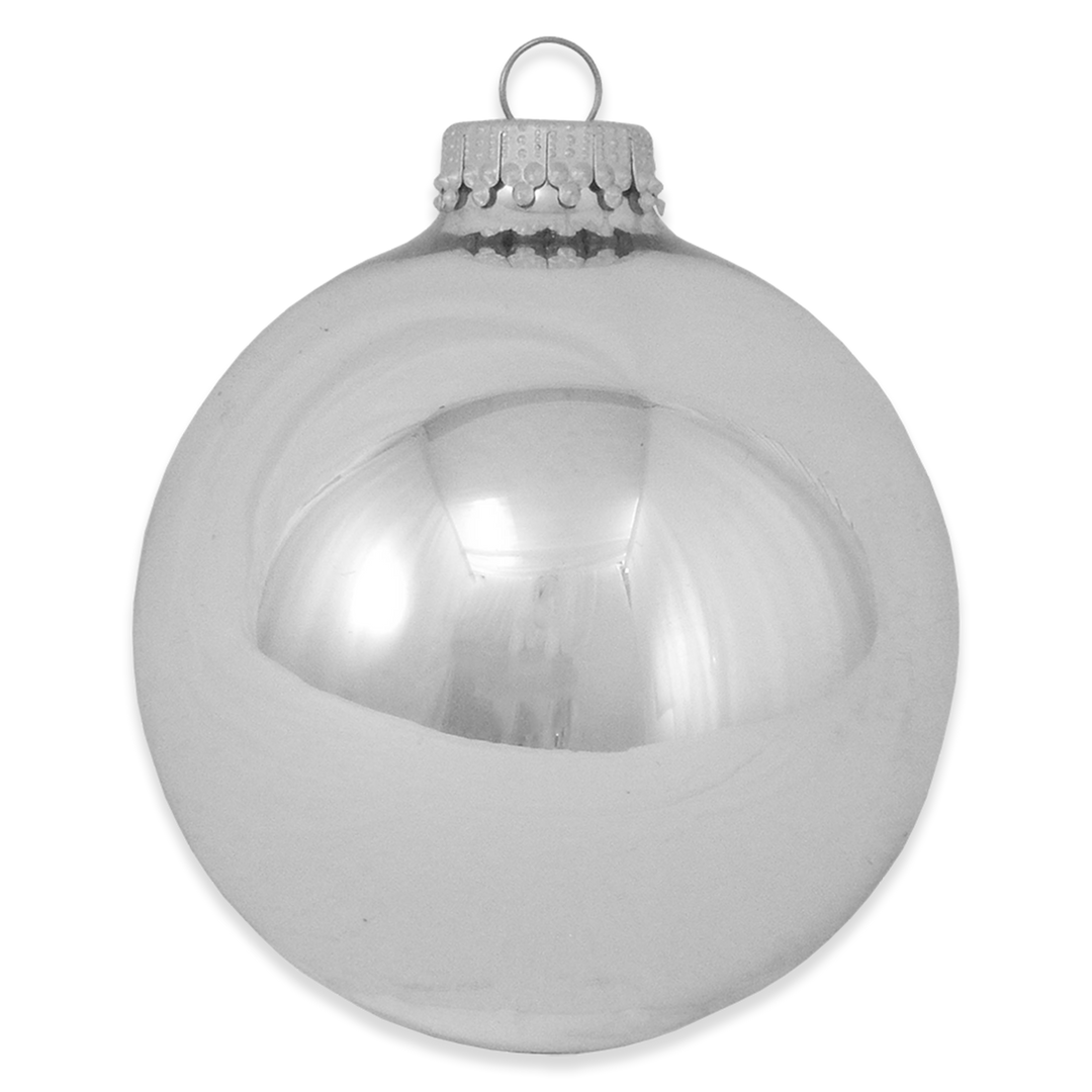 3 1/4" (80mm) Glass Ball Ornament, Bright Silver, 4/Box, 12/Case, 48 Pieces