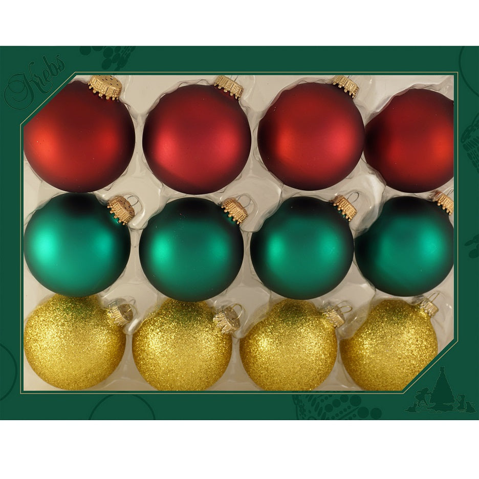 2 5/8" (67mm) Ball Ornaments, Christmas Romance Solid Color Variety Set, 12/Box, 12/Case, 144 Pieces