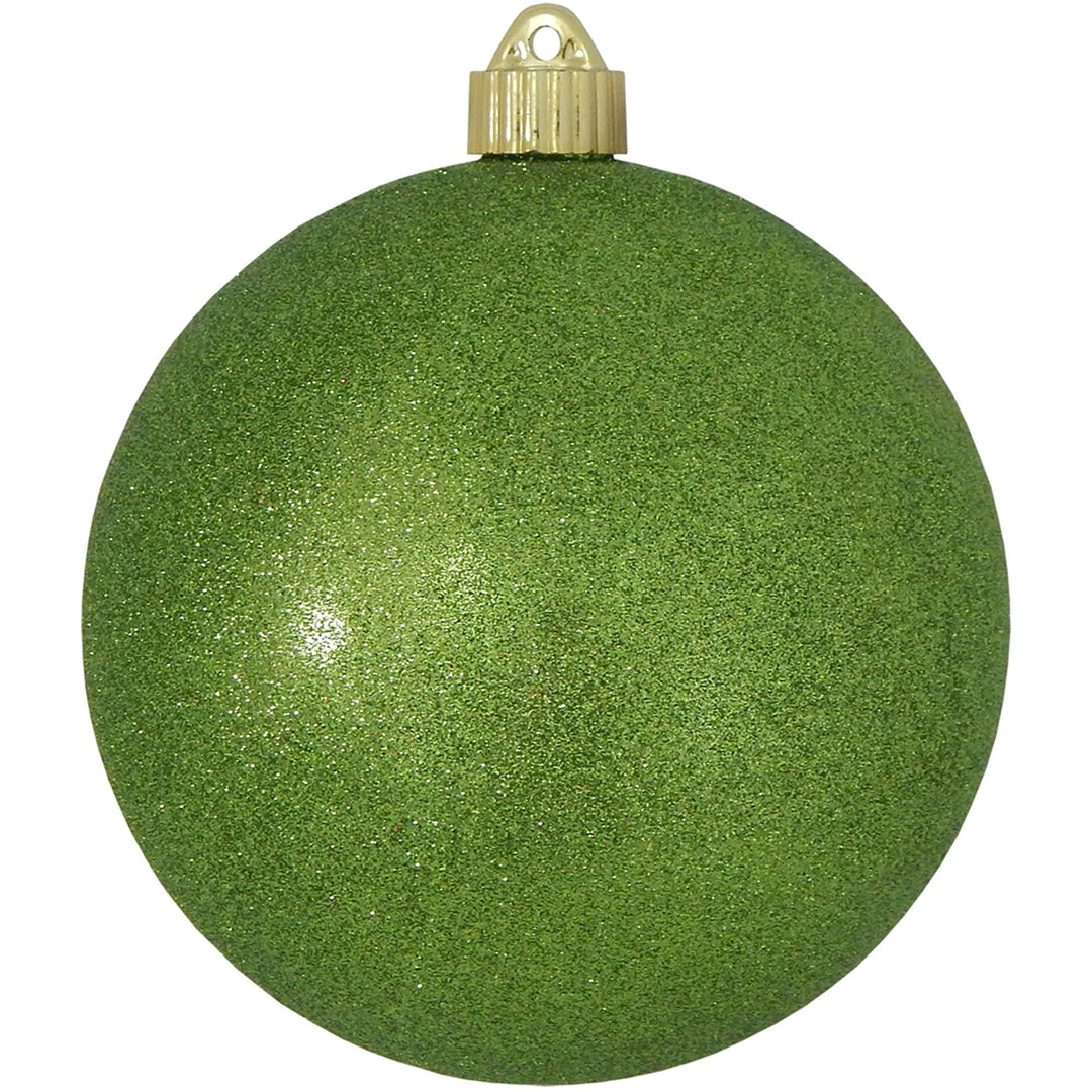 6" (150mm) Commercial Shatterproof Ball Ornament, Lime Green Glitter, 2 per Bag, 6 Bags per Case, 12 Pieces