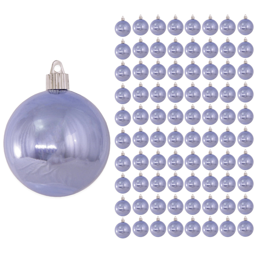 3 1/4" (80mm) Commercial Shatterproof Ball Ornament, Shiny Polar Blue, 8 Pieces per Bag. 10 Bags per Case, 80 Pieces per case.