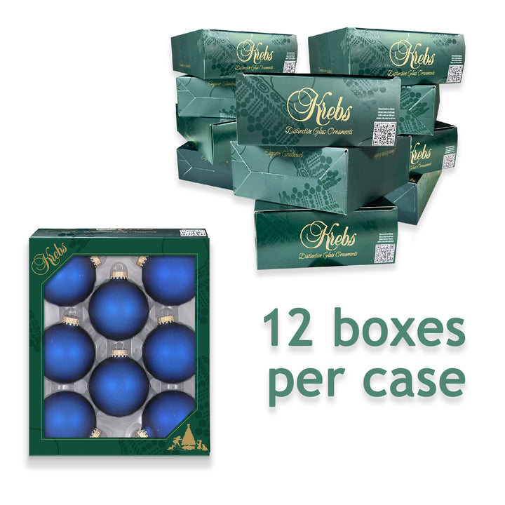 2 5/8" (67mm) Ball Ornaments, Gold Caps, Royal Velvet, 8/Box, 12/Case, 96 Pieces