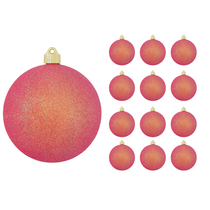 6" (150mm) Large Commercial Shatterproof Ball Ornaments, Fire Glitter, 1/Box, 12/Case, 12 Pieces