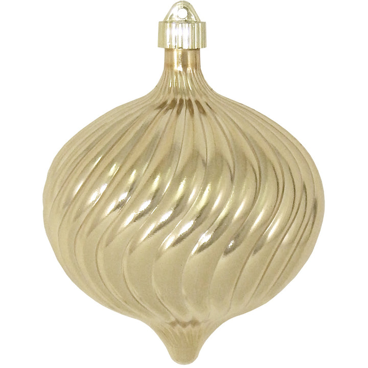 6" (150mm) Large Commercial Shatterproof Swirled Onion Ornaments, Gilded Gold, Case, 12 Pieces