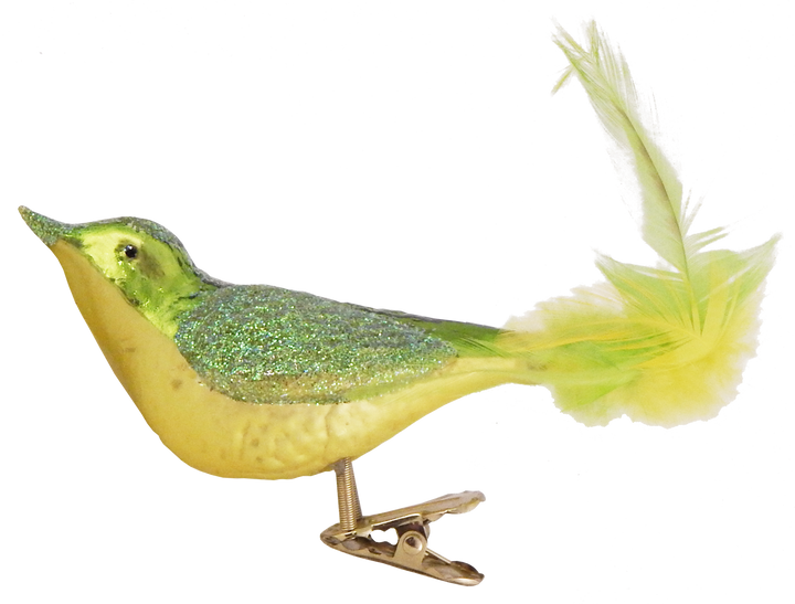 6 1/2" (165mm) Colorful Clip-On Bird Figurine Ornaments, 3/Box, 12/Case, 36 Pieces