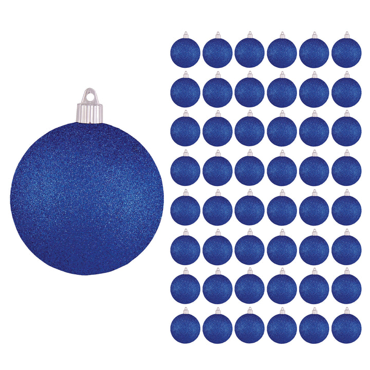 4" (100mm) Commercial Shatterproof Ball Ornament, Glitter Dark Blue, 4 per Bag, 12 Bags per Case, 48 Pieces