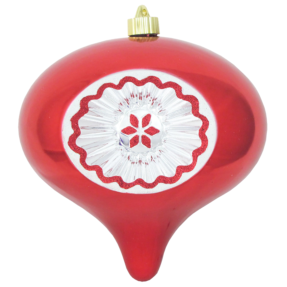 Christmas By Krebs 8" (200mm) Ornament, [6 Pieces], Commercial Grade Indoor and Outdoor Shatterproof Plastic, Water Resistant Decorated Reflector Onion Ornament (Sonic Red Reflector Onion) - Christmas by Krebs Wholesale