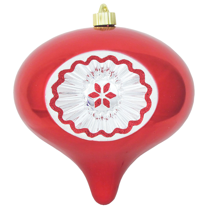 Christmas By Krebs 8" (200mm) Ornament, [6 Pieces], Commercial Grade Indoor and Outdoor Shatterproof Plastic, Water Resistant Decorated Reflector Onion Ornament (Sonic Red Reflector Onion) - Christmas by Krebs Wholesale
