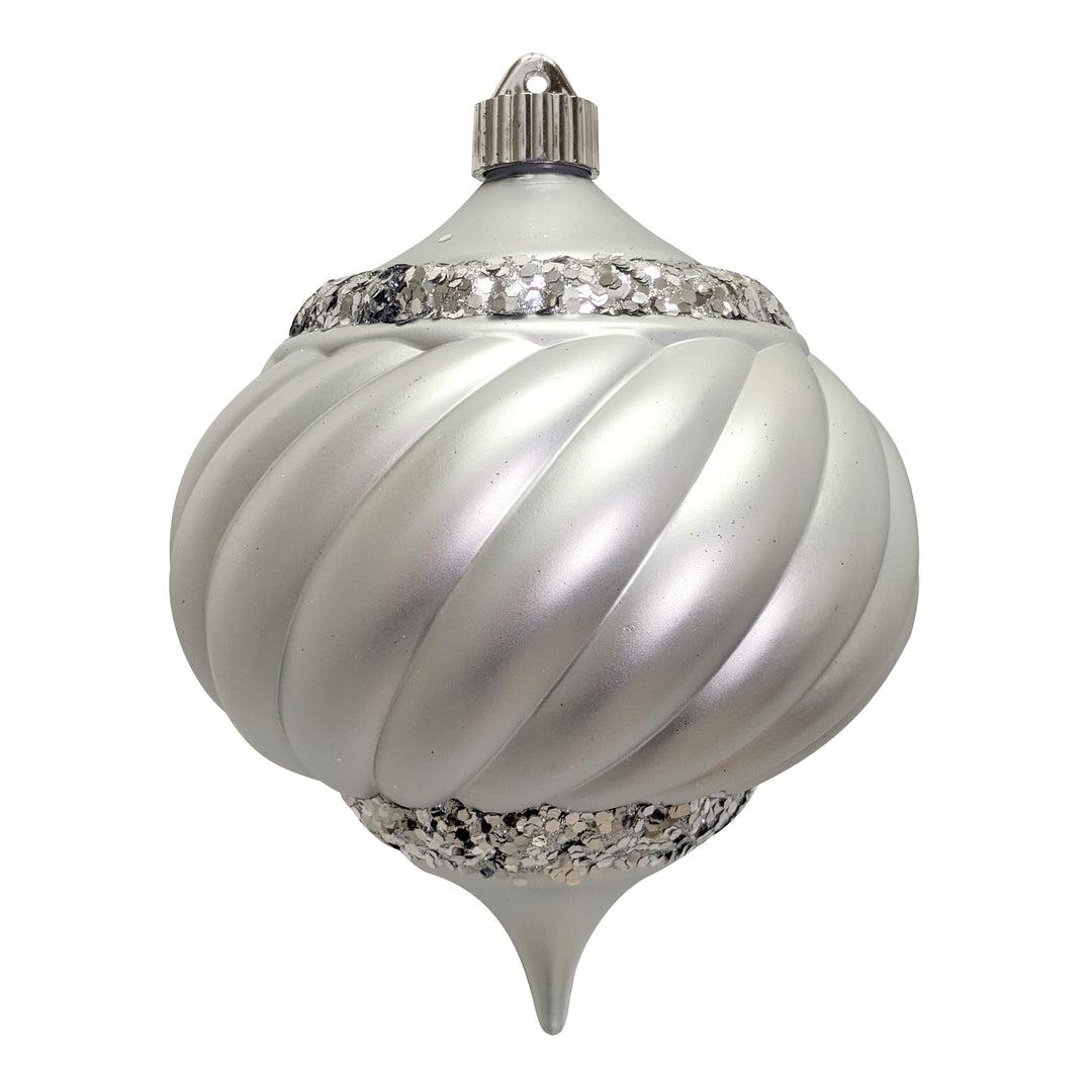 6" (150mm) Shatterproof Swirled Onion Finial Ornaments, Dove Gray, 1/Ea, 12/Case, 12 Pieces - Christmas by Krebs Wholesale